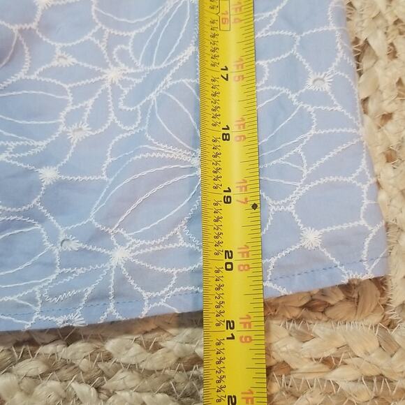 NWT Milly Nova  Blue Off-Shoulder Eyelet Floral Embroidered Top - Picture 7 of 7